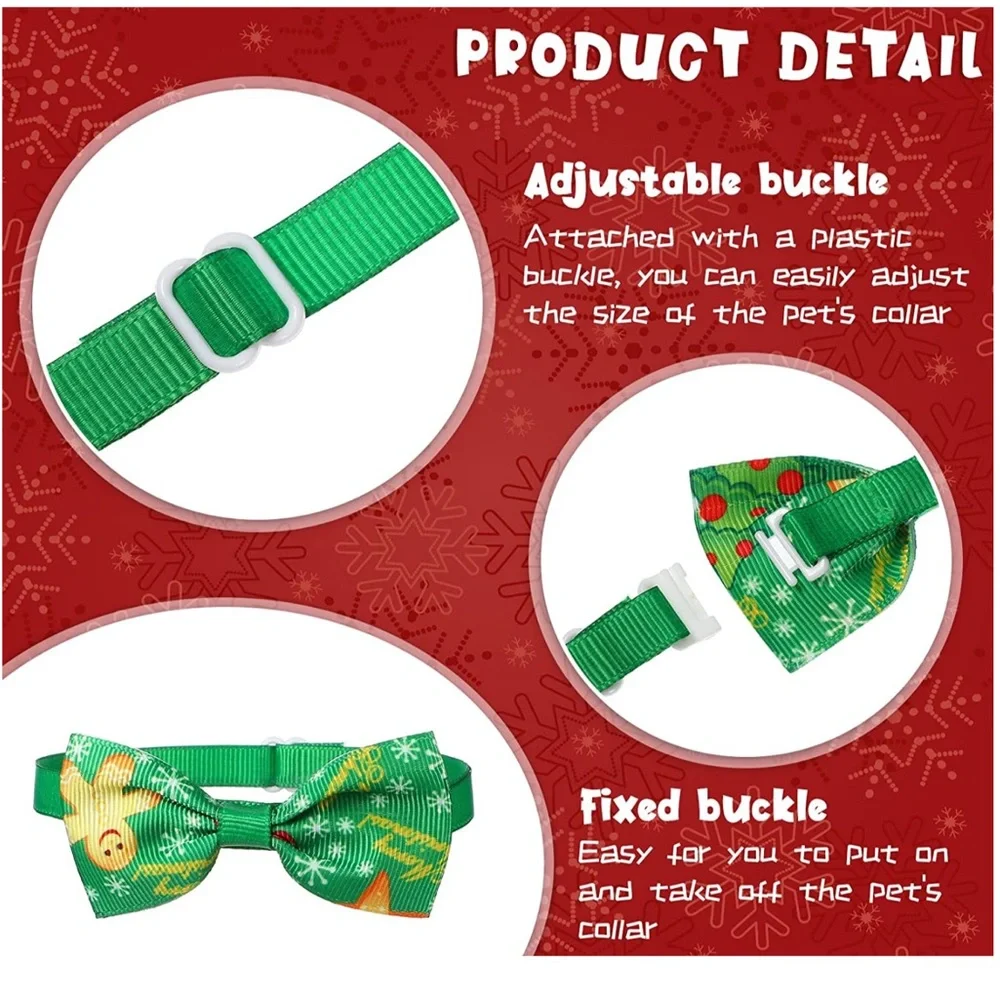 Bow Tie Collars 4 Holiday Pieces Dogs Cats Christmas Valentine St Patty July 4th - Picture 8 of 15